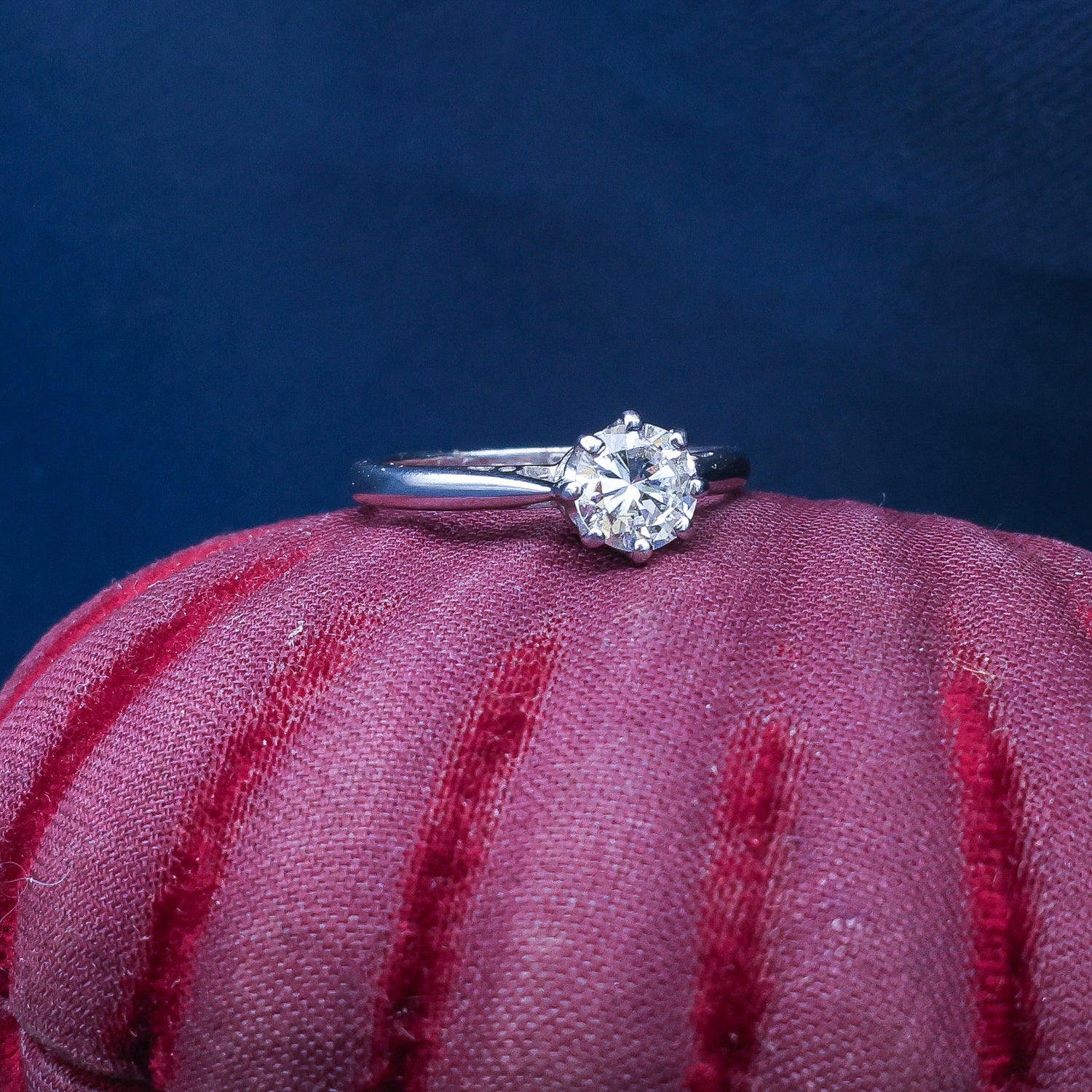 A very fine Asprey's Diamond Solitaire Engagement Ring set in 18ct White Gold, English, Circa 1980 - Robin Haydock Antique Jewellery
