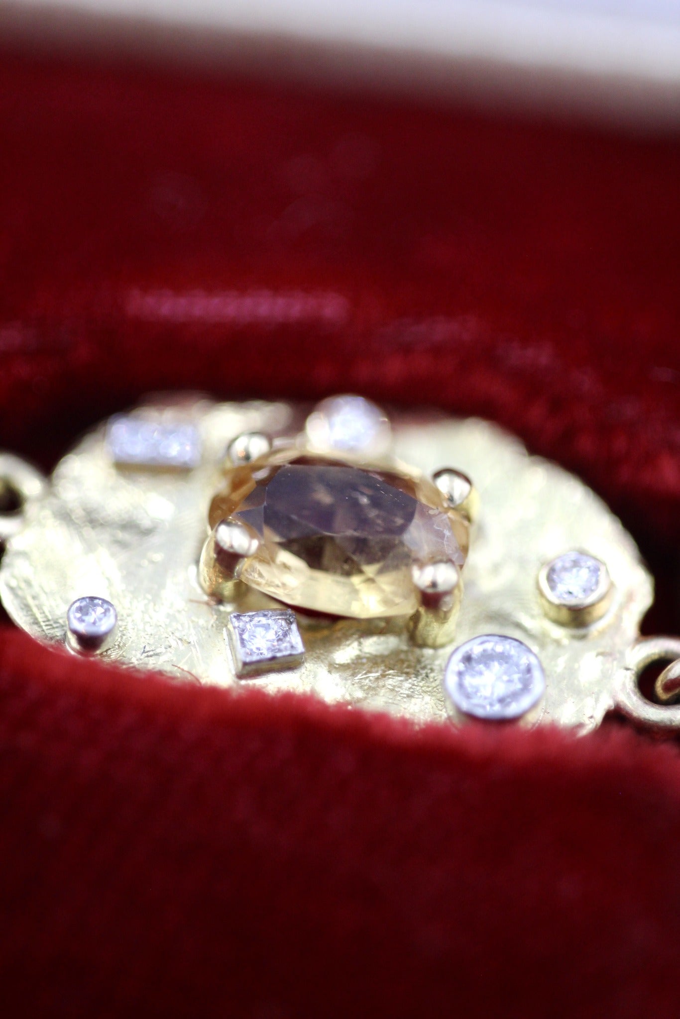 A very unusual Multi-Gem & Diamond, Yellow & White 18ct. Gold (tested), Acrostic Bracelet, Representing DEAREST. Circa 1970.