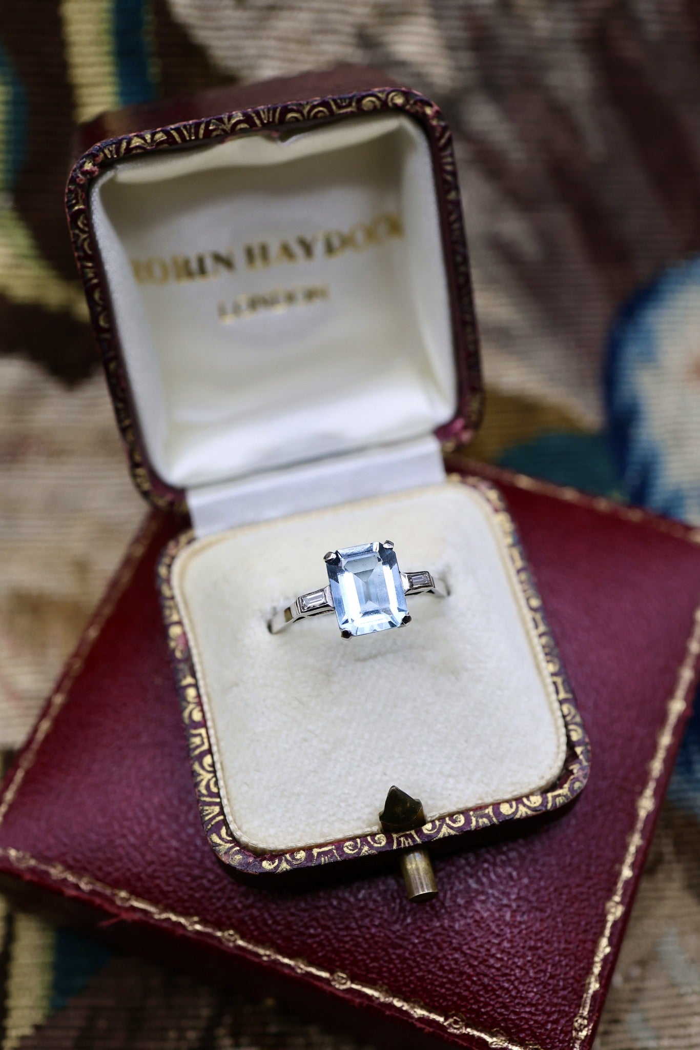 Platinum Aquamarine & Diamond Ring Circa 1950