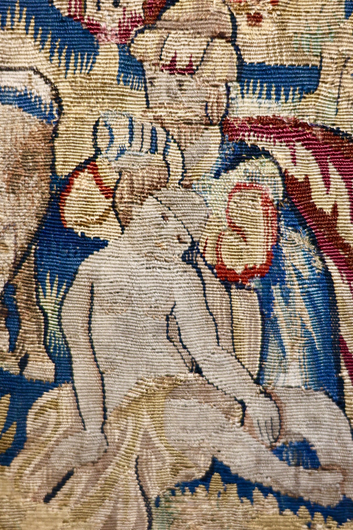 A very fine hand woven silk and wool English miniature Tapestry "The Good Samaritan",  attributed to Sheldon (see notes). English Circa 1580 - 1600