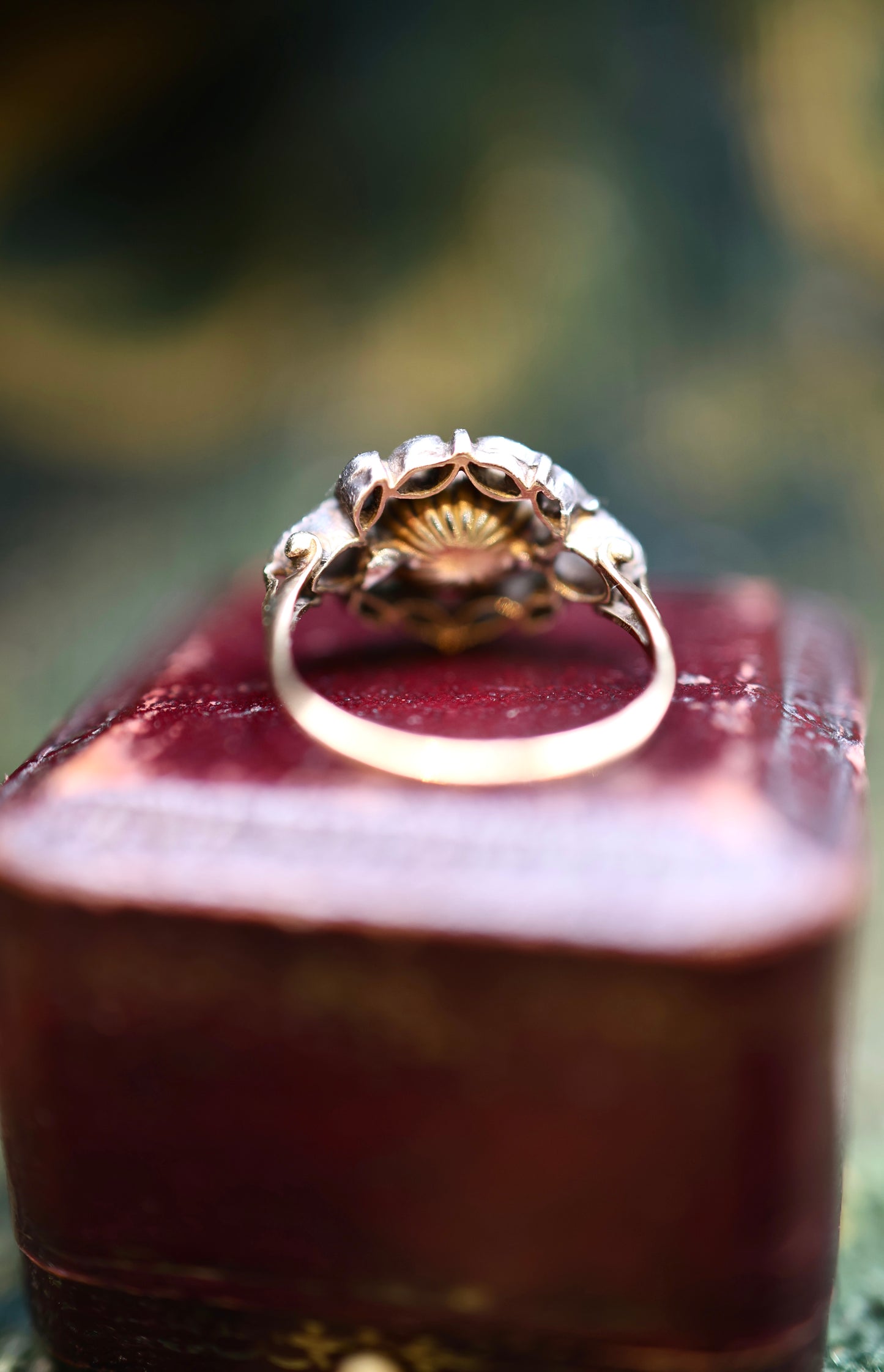 A very fine Aquamarine and Diamond Ring, in Silver tipped on High Carat Yellow Gold  (tested). Circa 1890