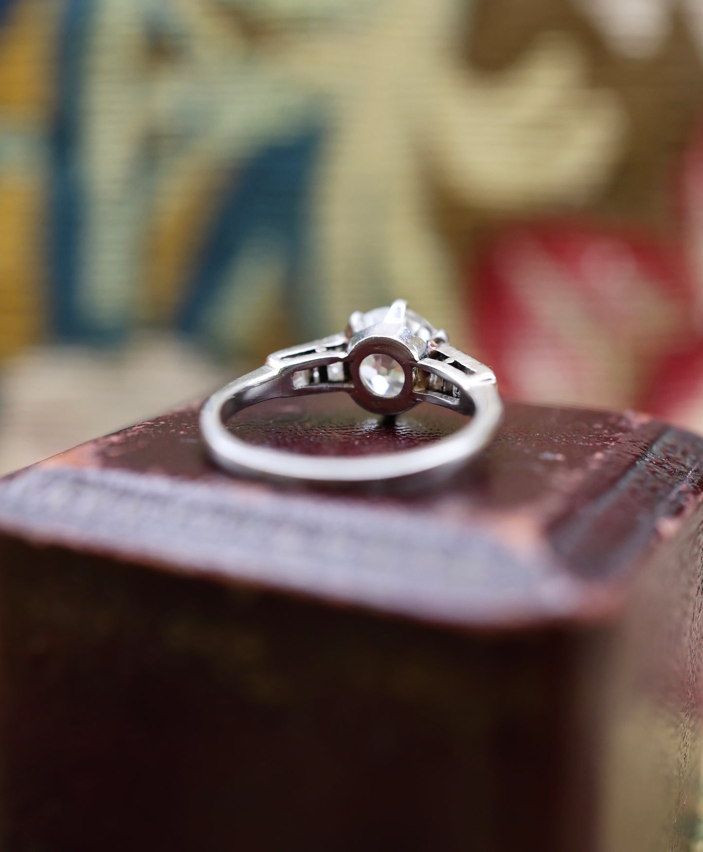 A very fine 1.60 Carat Old Cut Diamond & Platinum Solitaire Engagement Ring with French Cut Diamond Shoulders, English, Circa 1930