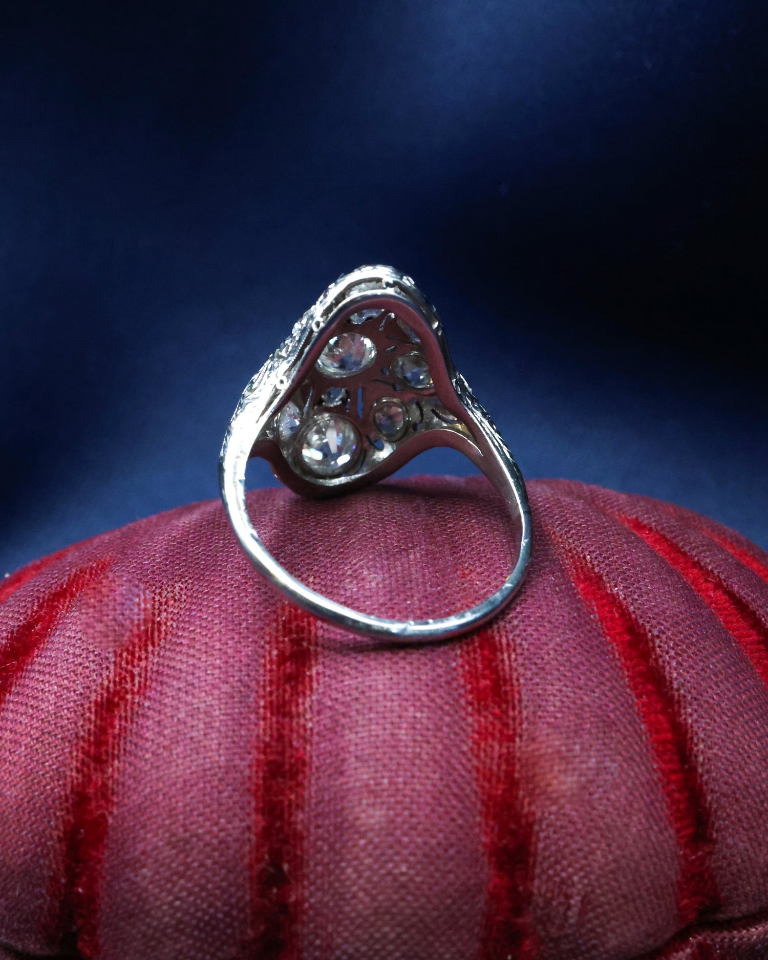 An extraordinary Diamond & Platinum (tested). Art Deco Demi-Bombe & Elongated Quatrefoil Ring Circa 1930 - Robin Haydock Antique Jewellery