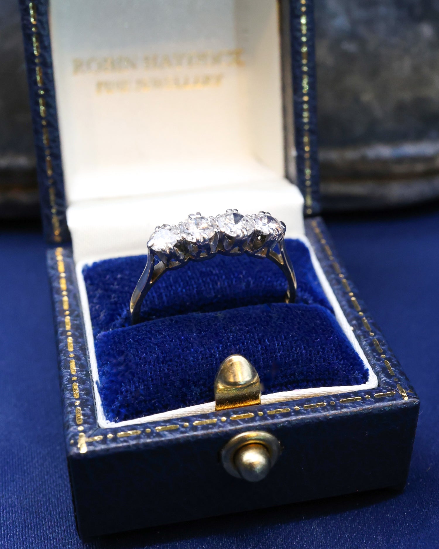 A four-stone Diamond ring set 18ct Yellow Gold & Platinum, Circa 1940 - Robin Haydock Antique Jewellery
