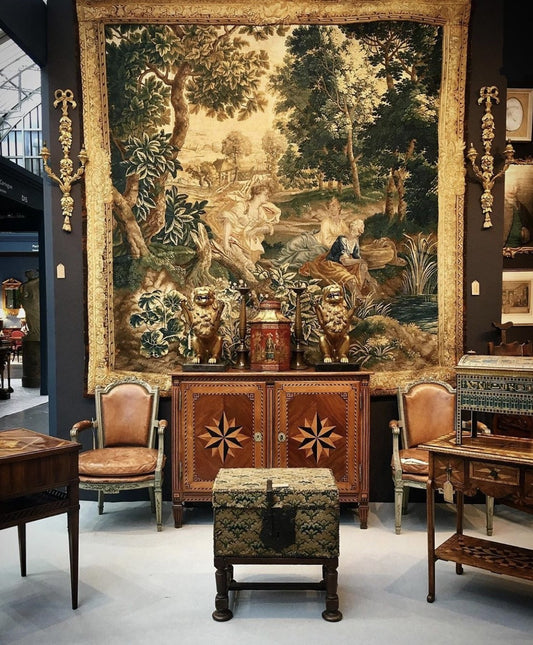 A very fine Antique Silk & Wool "Dames de Conversation" Oudenaarde Tapestry Circa 1740