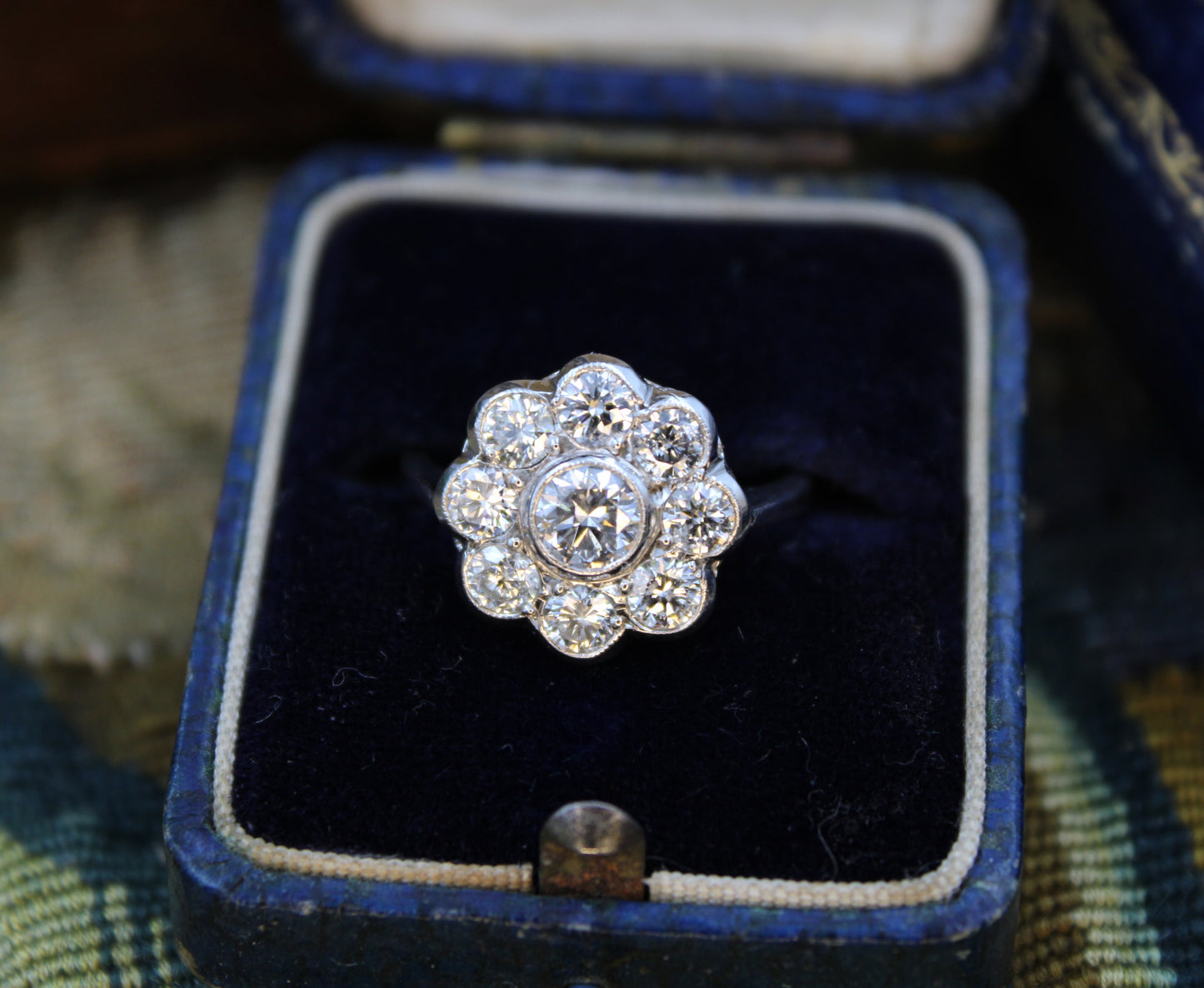 A Diamond Cluster Ring set in 18ct White Gold, Circa 1950 - Robin Haydock Antiques