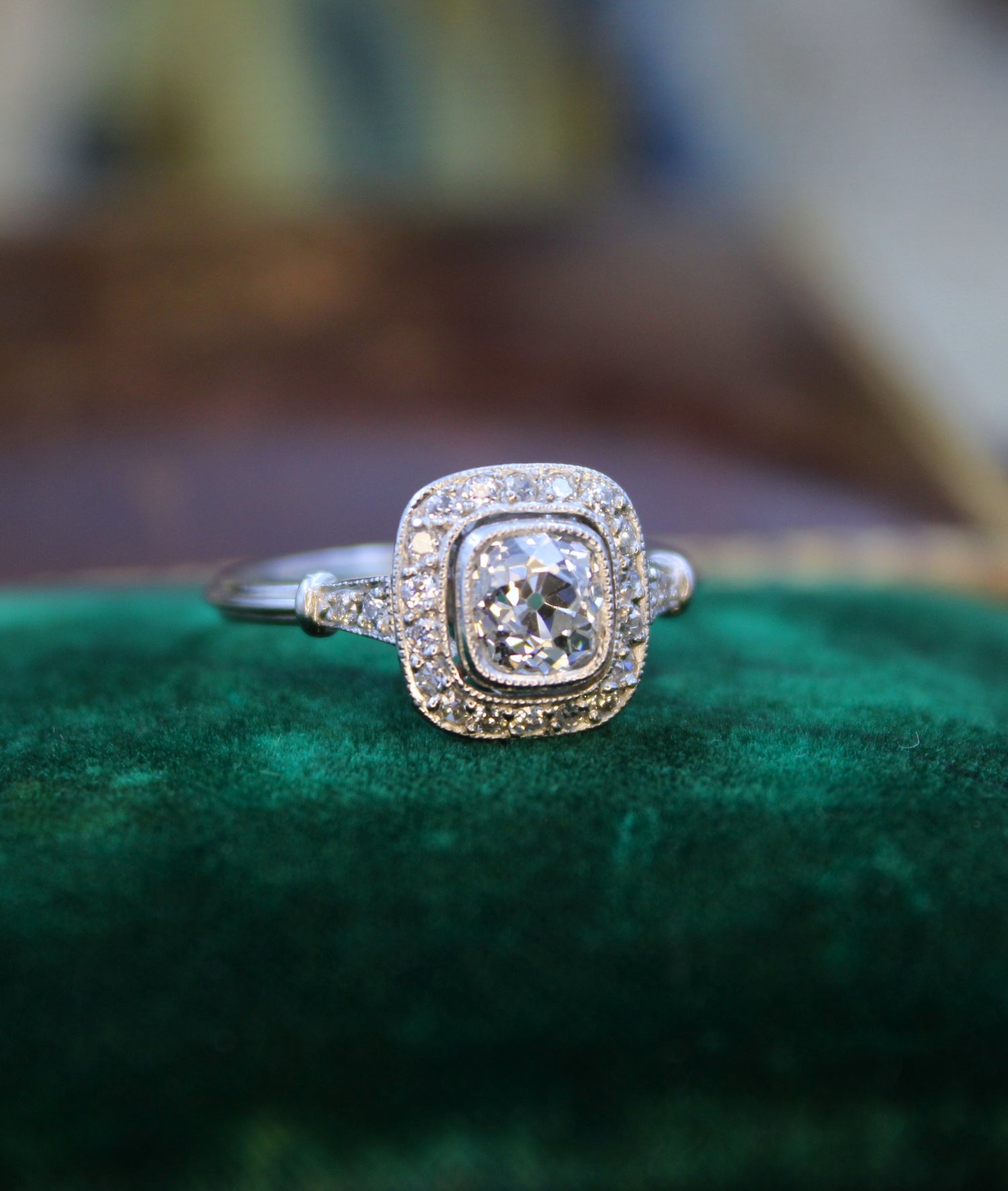 A 0.88ct Diamond Cluster Engagement Ring, Pre-Owned - Robin Haydock Antiques