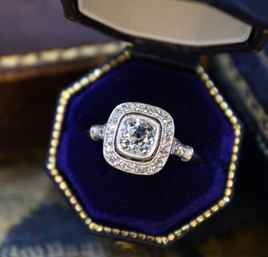 A 0.88ct Diamond Cluster Engagement Ring, Pre-Owned - Robin Haydock Antiques