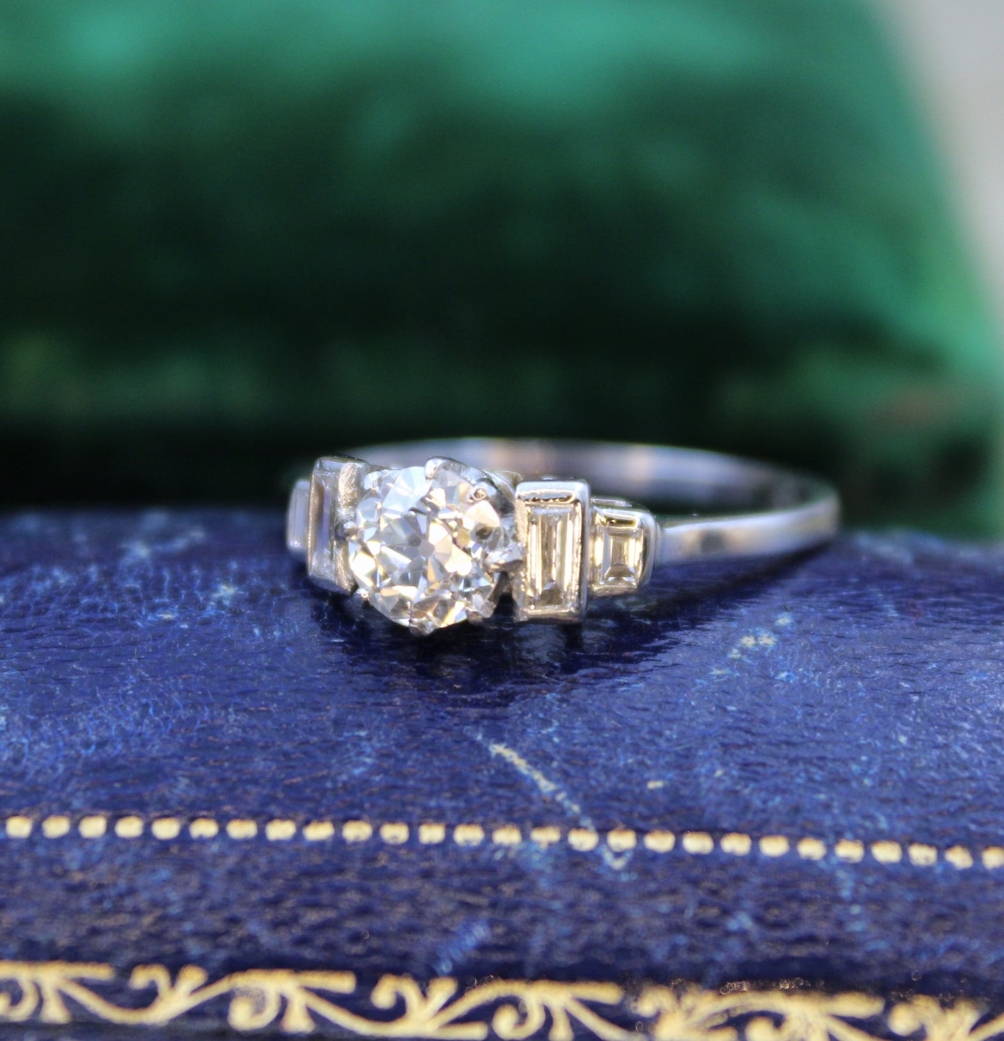 An Art Deco 0.73 Carat Diamond Engagement Ring, with Classic Diamond Stepped Shoulders, set in Platinum, English, Circa 1930 - Robin Haydock Antiques