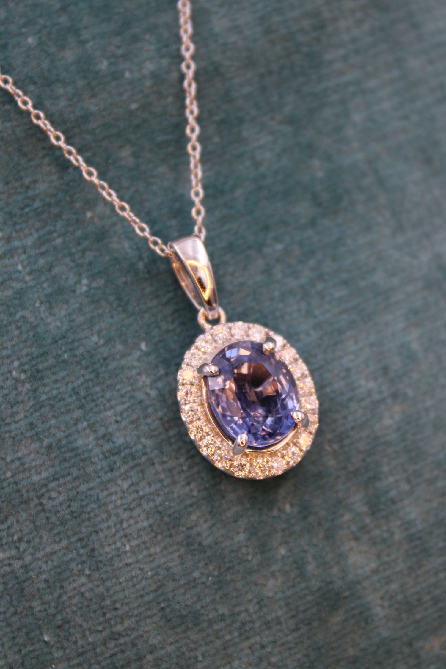A Natural 2.20 Carat Sapphire and Diamond Pendant, English, Pre-owned - Robin Haydock Antiques