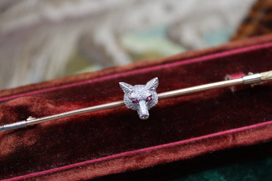 A very fine 15ct & 9ct Gold "Fox" Stock Pin, English, Circa 1910 - Robin Haydock Antiques