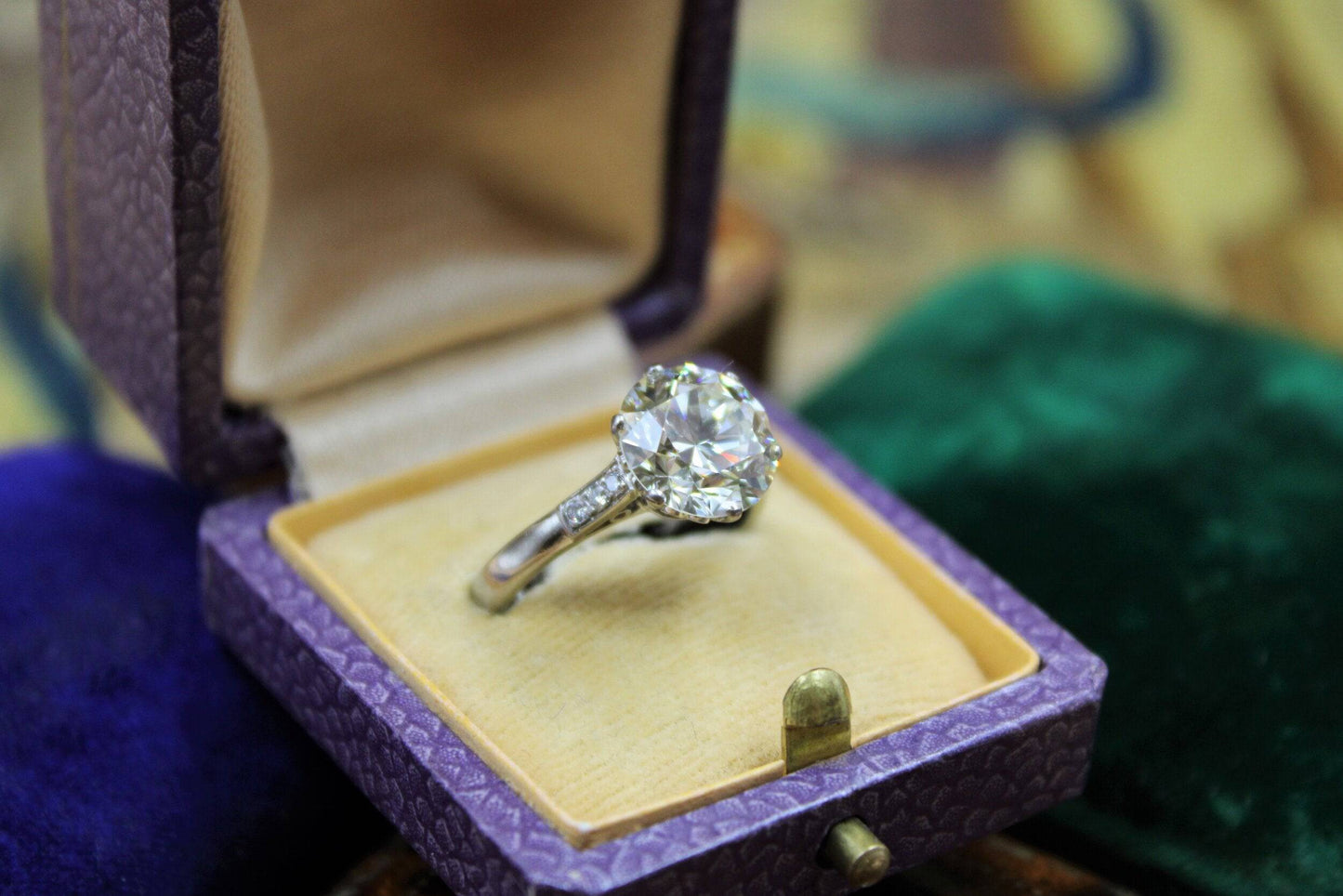 A 3.66 Carats Diamond Solitaire Ring mounted in Platinum, Circa 1950 - Robin Haydock Antiques