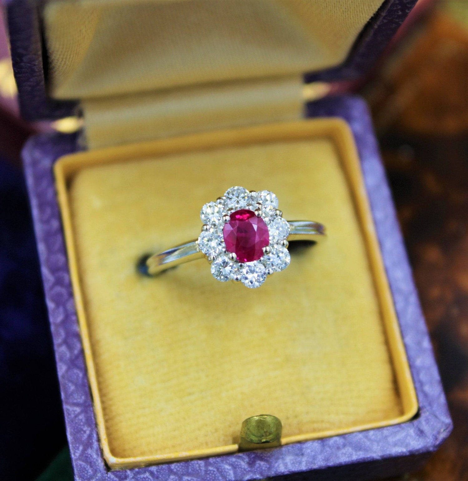 A very fine Vintage Ruby & Diamond Cluster Ring, Circa 1990 - Robin Haydock Antiques