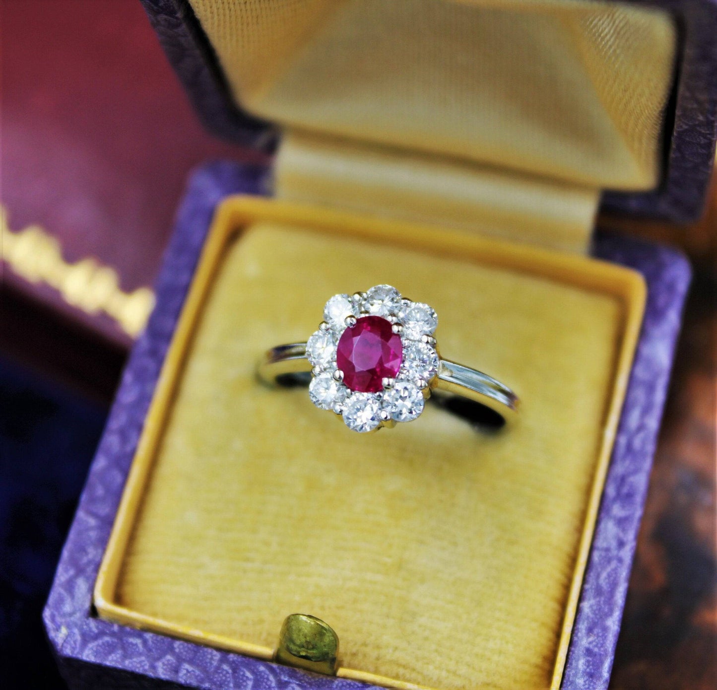 A very fine Vintage Ruby & Diamond Cluster Ring, Circa 1990 - Robin Haydock Antiques