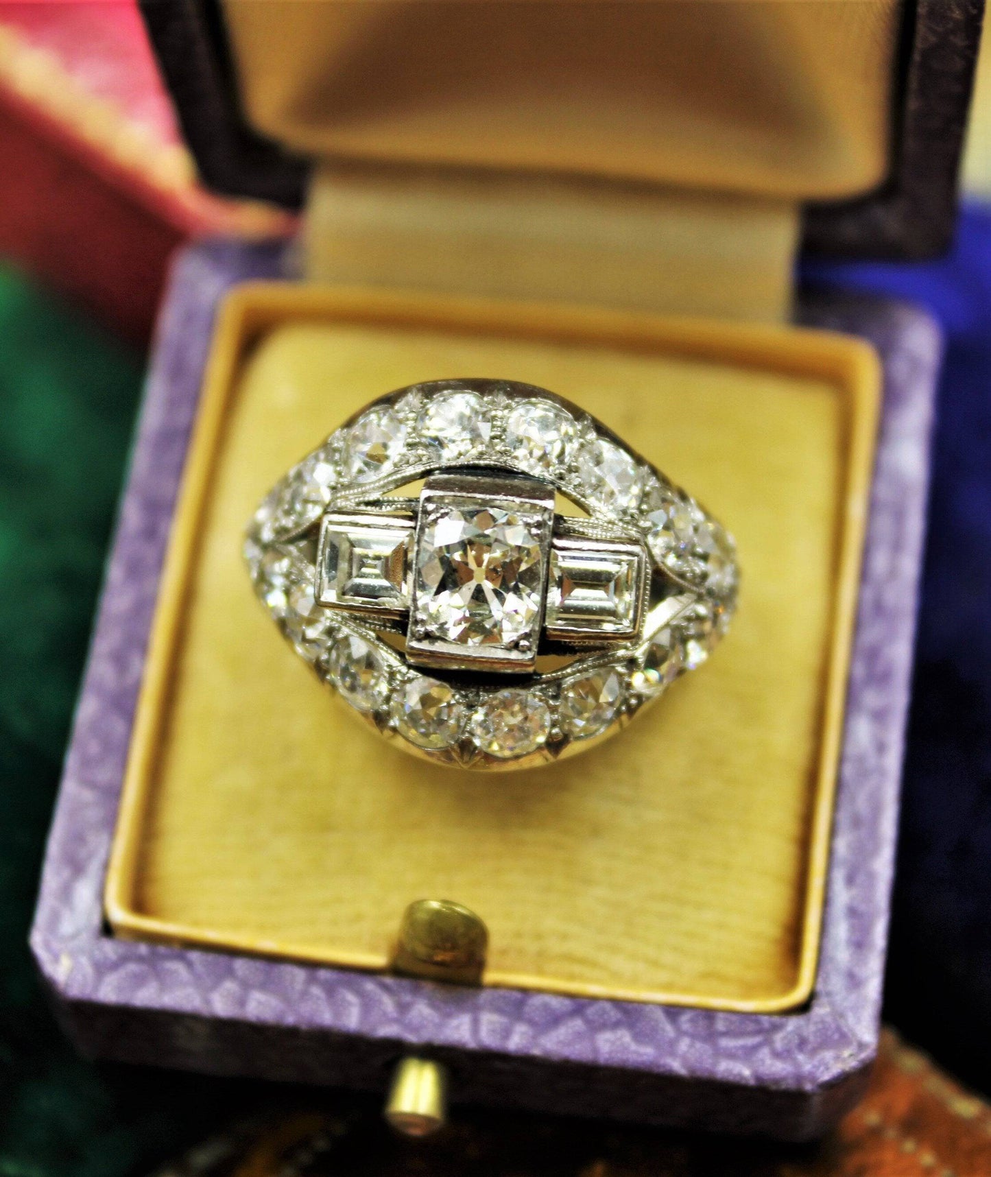A very fine Art Deco Diamond Demi-Bombé Ring mounted in Platinum, French, Circa 1930 - Robin Haydock Antiques