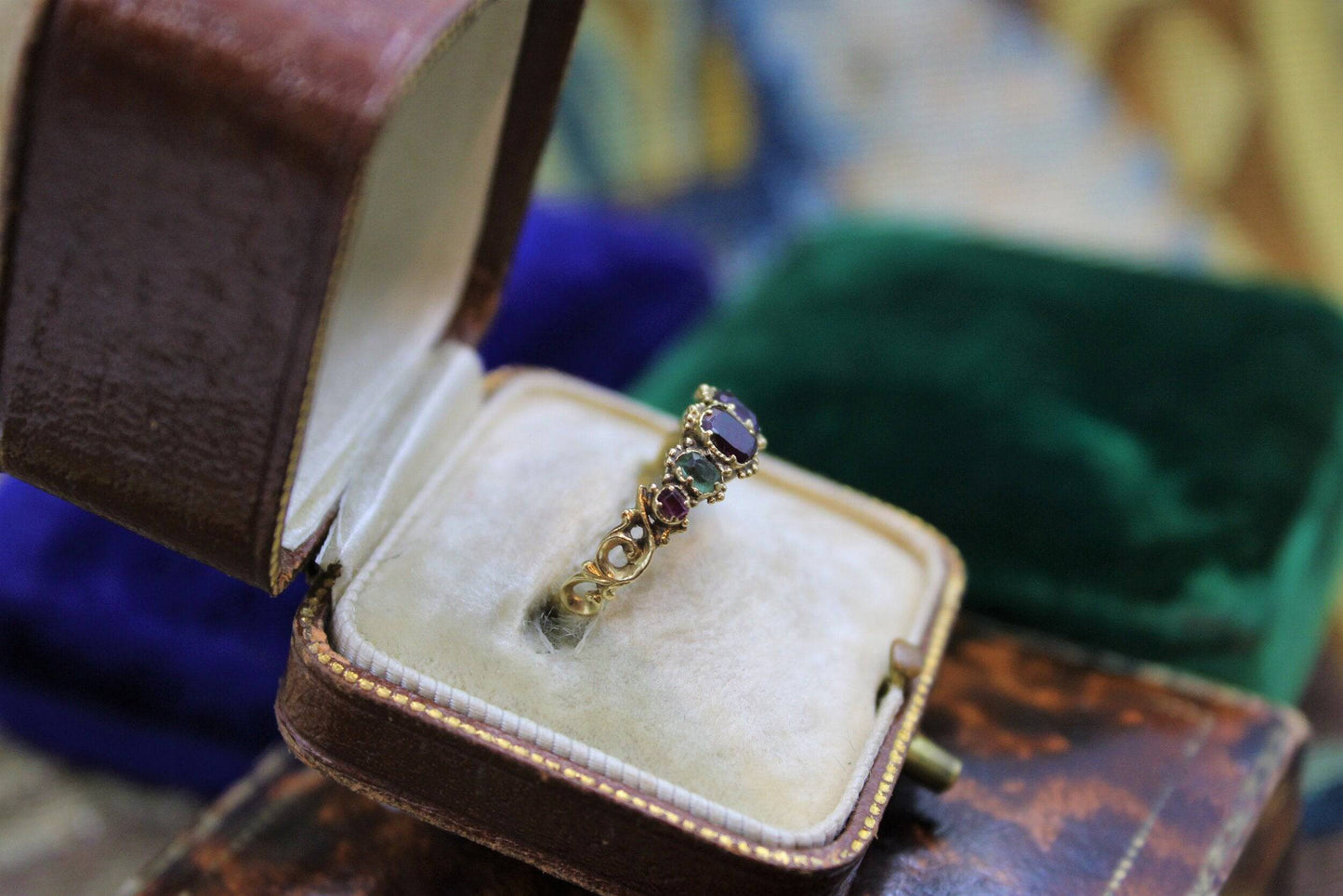 A very fine example of an early Victorian Gem set "Regard" Ring set in High Carat Yellow Gold, English, Circa 1850 - Robin Haydock Antiques