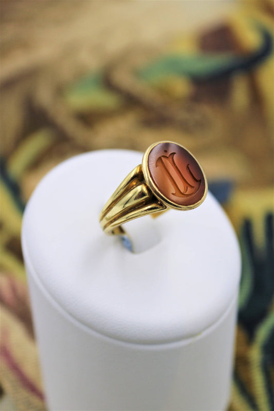 A very fine Carnelian Intaglio Ring mounted in 18ct Yellow Gold, French, Circa 1890 - Robin Haydock Antiques