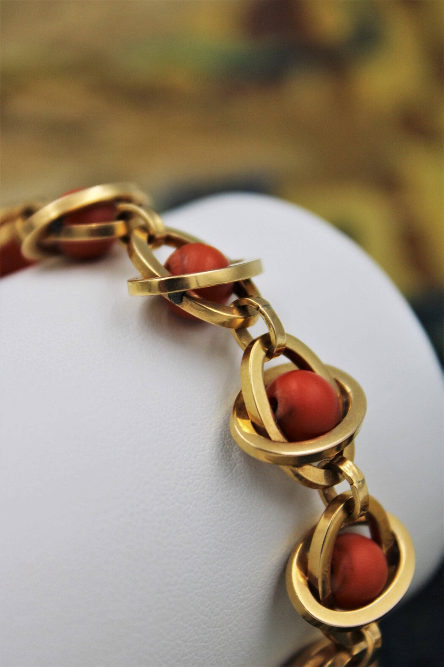 A very unusual Coral Bracelet set in 18 Carat Yellow Gold (tested), French, Circa 1945. - Robin Haydock Antiques